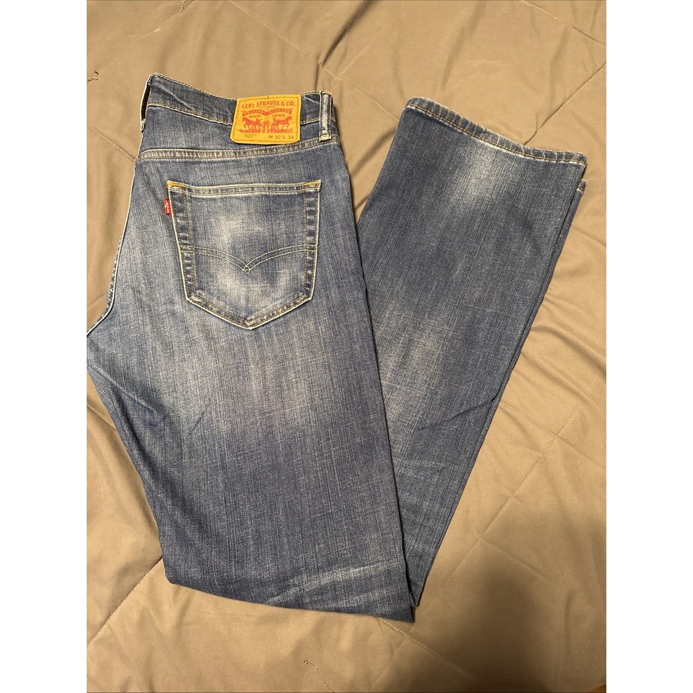 Levis 527 Bootcut Jeans Mens 32x34 Blue Medium Wash Slim 100% Cotton Denim